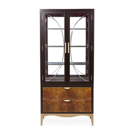 Michael Amini Malibu Crest Crotch Mahogany Display Cabinet - Home Elegance USA