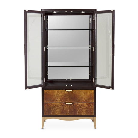 Michael Amini Malibu Crest Crotch Mahogany Display Cabinet - Home Elegance USA