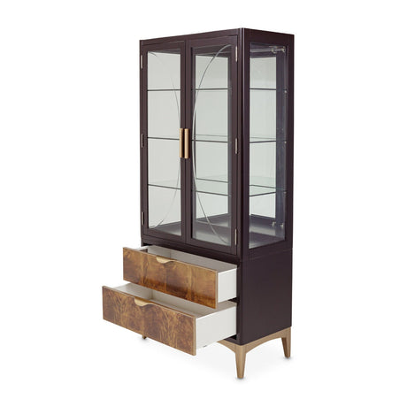 Michael Amini Malibu Crest Crotch Mahogany Display Cabinet - Home Elegance USA