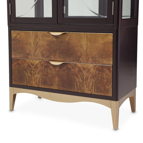 Michael Amini Malibu Crest Crotch Mahogany Display Cabinet - Home Elegance USA