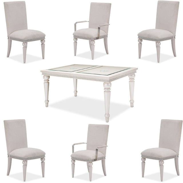 Aico Furniture - Glimmering Heights 7 Piece Rectangular Dining Room Set - 9011000-111-7Set