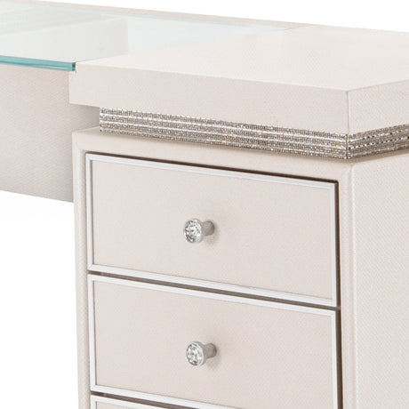 Michael Amini Glimmering Heights Upholstered Vanity Desk - Home Elegance USA