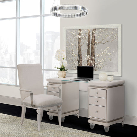 Michael Amini Glimmering Heights Upholstered Vanity Desk - Home Elegance USA