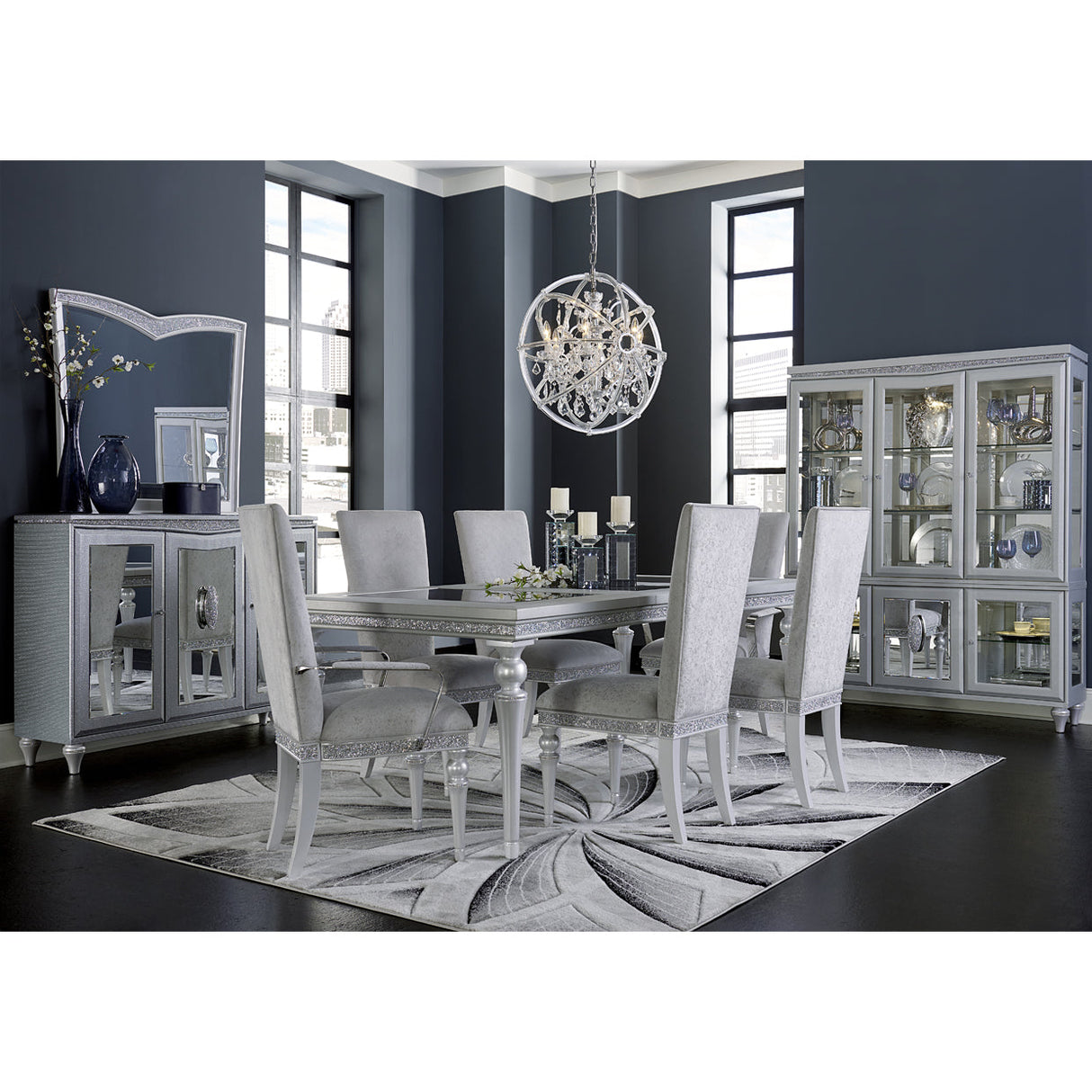 Aico Furniture - Melrose Plaza 7 Piece Rectangular Dining Room Set - 9019000-118-7Set