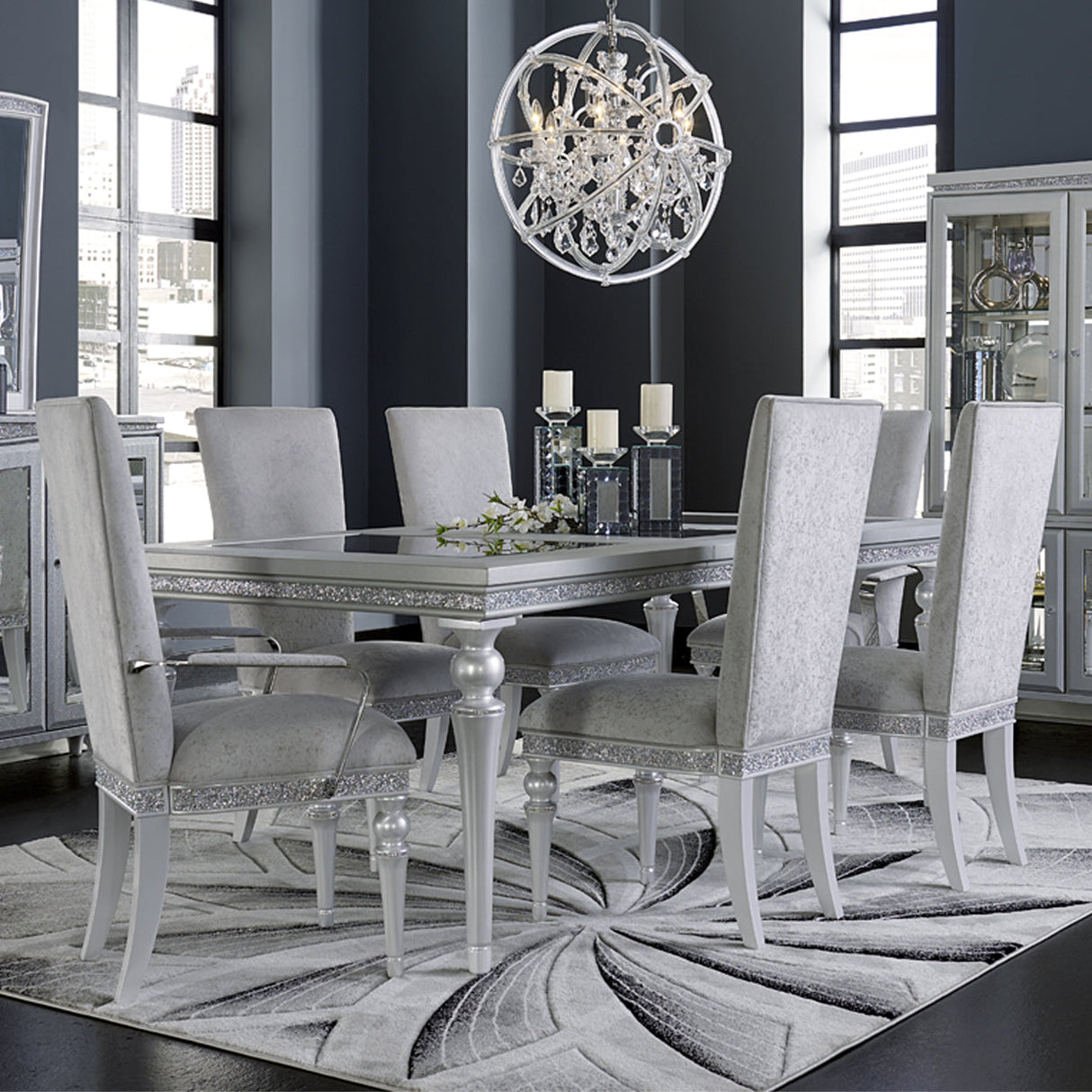 Aico Furniture - Melrose Plaza 9 Piece Rectangular Dining Room Set - 9019000-118-9Set