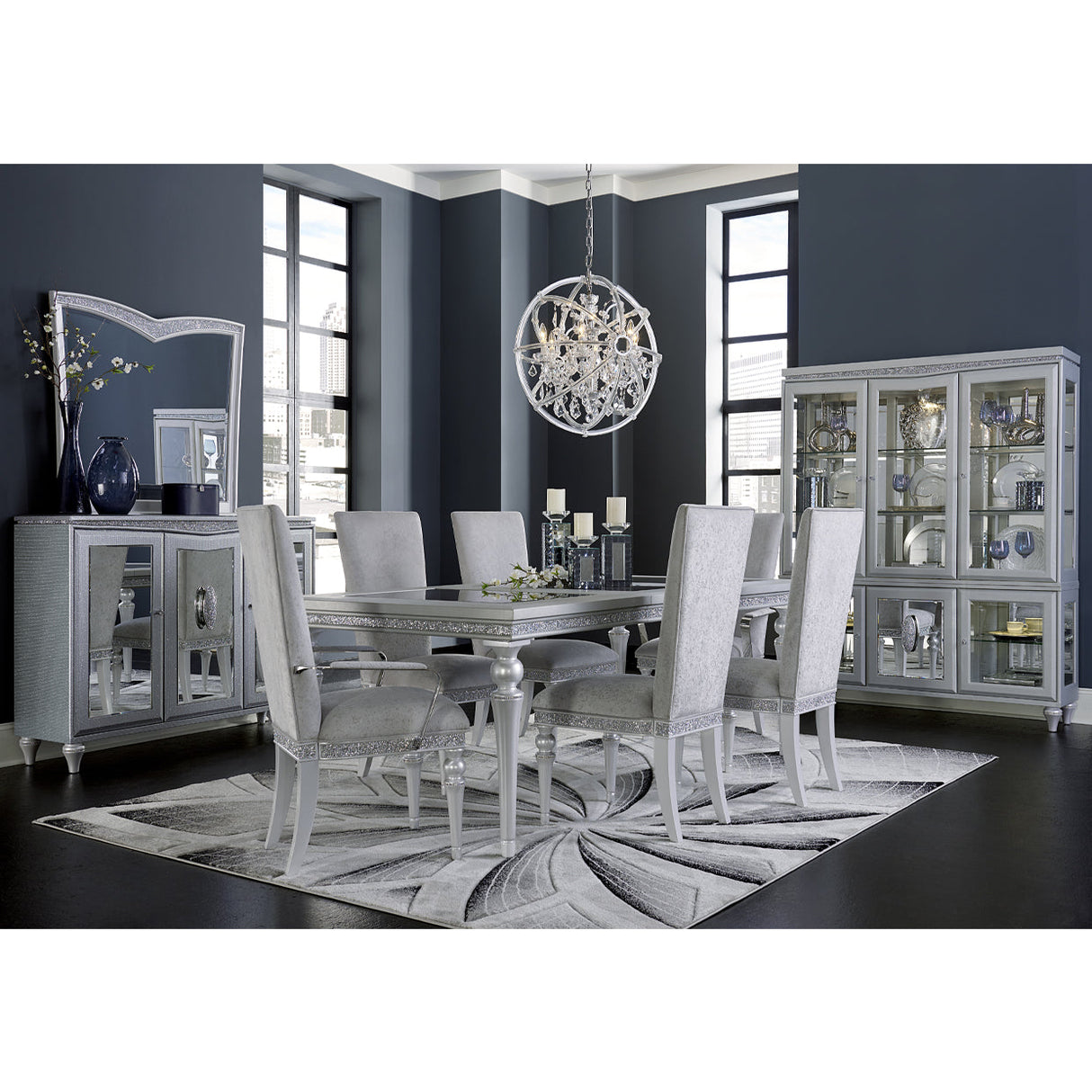 Aico Furniture - Melrose Plaza 12 Piece Rectangular Dining Room Set - 9019000-118-12Set