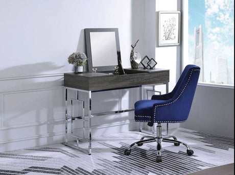 Acme Furniture - Saffron Black Oak & Chrome Vanity Desk - 90317