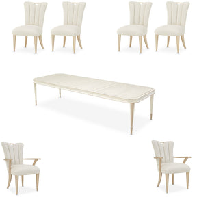 La Rachelle 7-Piece Rectangular Dining Room Set Medium Champagne — AICO Furniture