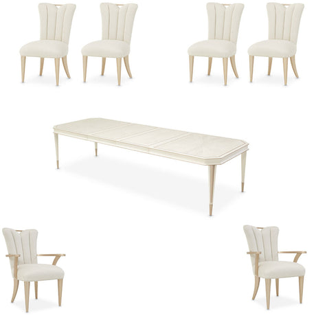 Aico Furniture - La Rachelle 7 Piece Dining Room Set In Medium Champagne - 9034000-136-7Set