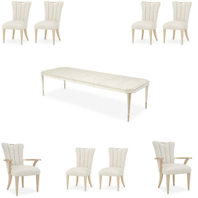 La Rachelle 9-Piece Rectangular Dining Room Set Medium Champagne — AICO Furniture
