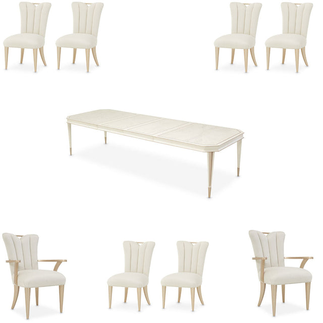 Aico Furniture - La Rachelle 9 Piece Dining Room Set In Medium Champagne - 9034000-136-9Set