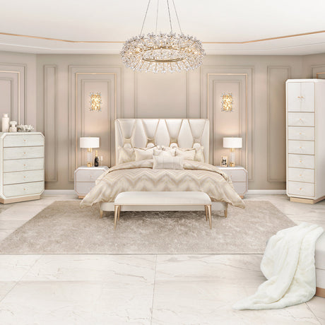 Aico Furniture - La Rachelle 3 Piece Queen Bedroom Set In Medium Champagne - 9034000Qn-136-3Set