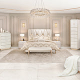 Aico Furniture - La Rachelle 5 Piece Eastern King Bedroom Set In Medium Champagne - 9034000Ek-136-5Set