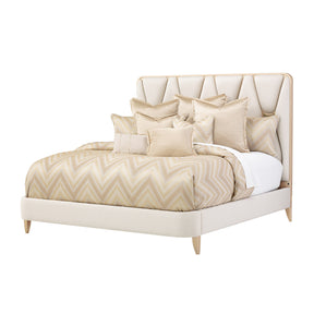 La Rachelle Queen Upholstered Panel Bed in Champagne & Chardonnay – AICO