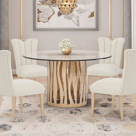 Aico Furniture - La Rachelle 54 Round Dining Table In Medium Champagne - 9034001Rnd-136