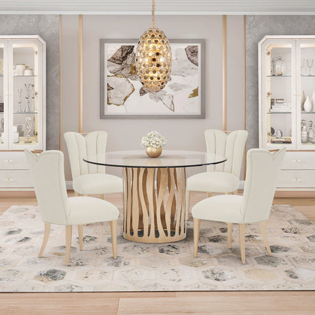 Aico Furniture - La Rachelle 54 Round Dining Table In Medium Champagne - 9034001Rnd-136