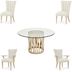 La Rachelle 5-Piece Round Dining Table Set Medium Champagne — AICO Furniture