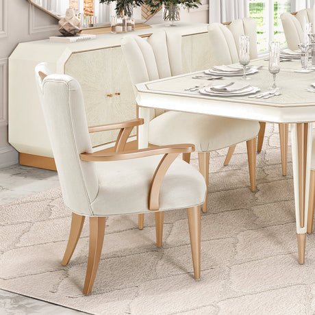 Aico Furniture - La Rachelle 9 Piece Dining Room Set In Medium Champagne - 9034000-136-9Set