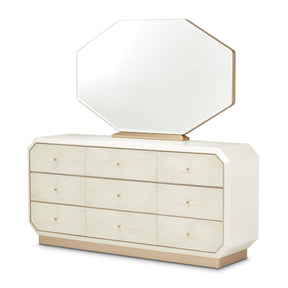 La Rachelle Storage Console- Dresser With Mirror In Medium Champagne - 9034050-260-136 - Aico Furniture