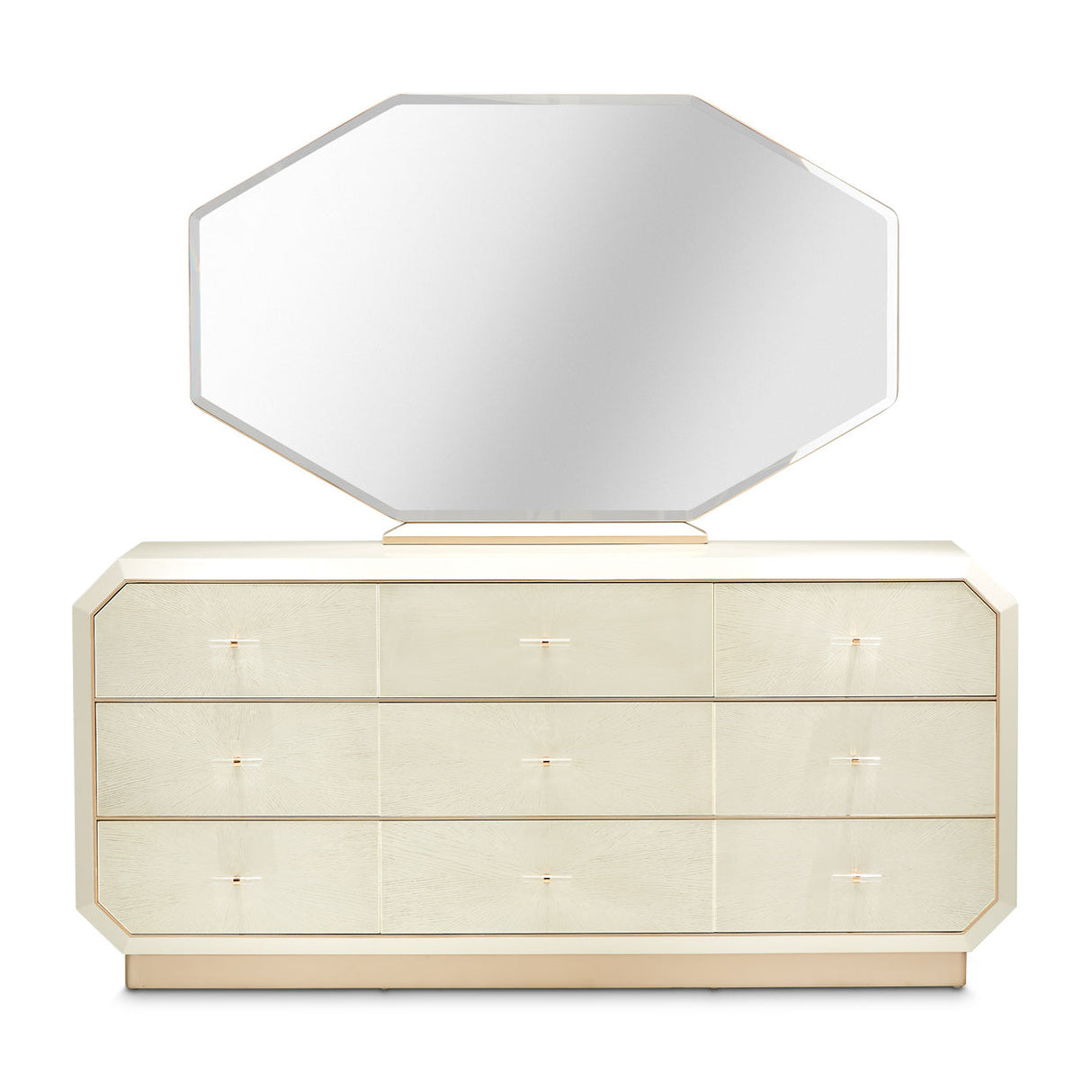 Aico Furniture - La Rachelle Storage Console- Dresser With Mirror In Medium Champagne - 9034050-260-136