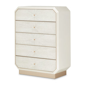 La Rachelle 5-Drawer Chest in Medium Champagne with Starburst Veneer – AICO Furniture