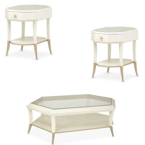 La Rachelle 3-Piece Occasional Table Set in Medium Champagne – Hexagon & Octagon Design – AICO Furniture