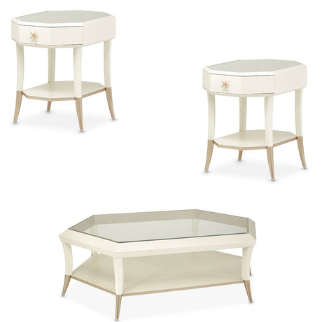 Aico Furniture - La Rachelle 3 Piece Occasional Table Set In Medium Champagne - 9034201-202-136