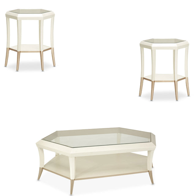 Aico Furniture - La Rachelle 3 Piece Occasional Table Set In Medium Champagne - 9034201-222-136