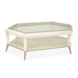La Rachelle Hexagon Cocktail Table Medium Champagne with Glass Top – AICO