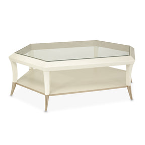 La Rachelle Hexagon Cocktail Table Medium Champagne with Glass Top – AICO