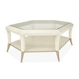 Aico Furniture - La Rachelle Hexagon Cocktail Table W/Glass In Medium Champagne - 9034201-136