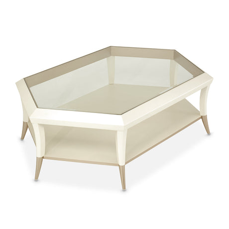 Aico Furniture - La Rachelle Hexagon Cocktail Table W/Glass In Medium Champagne - 9034201-136