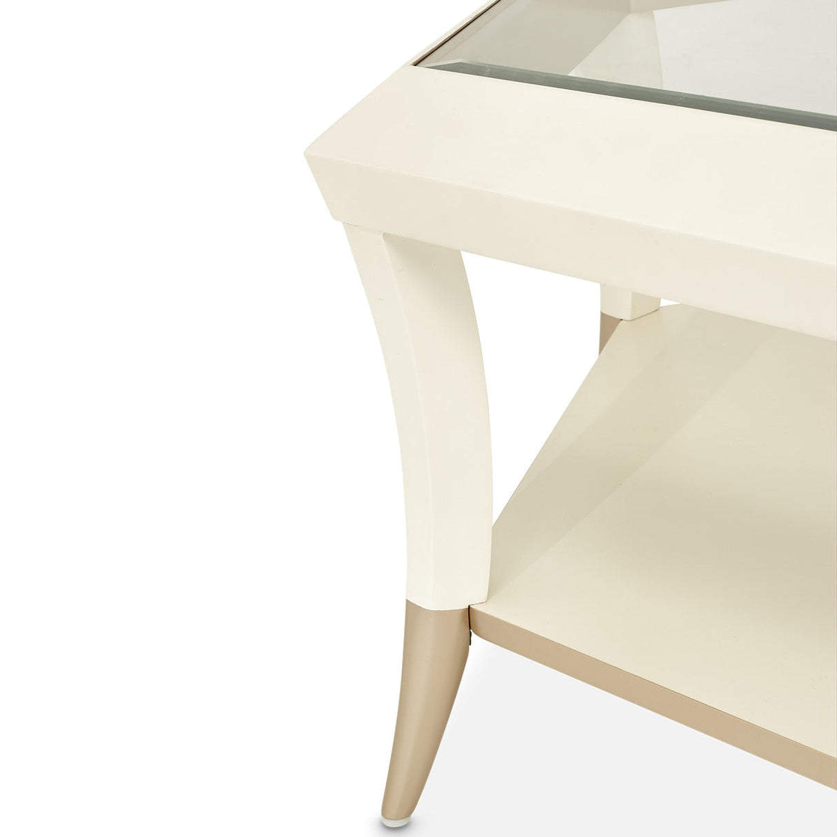 Aico Furniture - La Rachelle Hexagon Cocktail Table W/Glass In Medium Champagne - 9034201-136