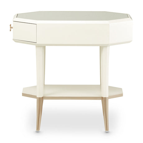 Aico Furniture - La Rachelle Octagonal End Table W/Drawer In Medium Champagne - 9034202-136