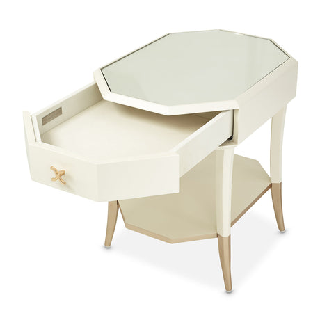 Aico Furniture - La Rachelle Octagonal End Table W/Drawer In Medium Champagne - 9034202-136