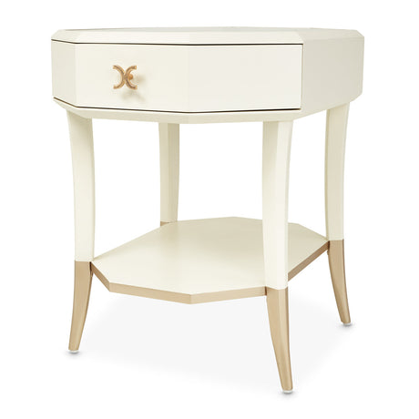 Aico Furniture - La Rachelle Octagonal End Table W/Drawer In Medium Champagne - 9034202-136