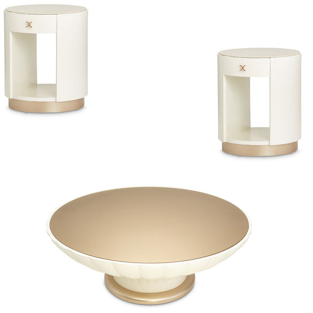 Aico Furniture - La Rachelle 3 Piece Occasional Table Set In Medium Champagne - 9034204-224-136