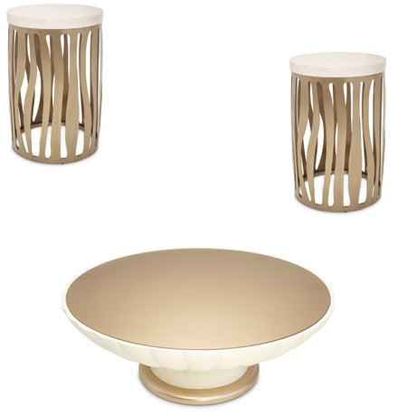 Aico Furniture - La Rachelle 3 Piece Occasional Table Set In Medium Champagne - 9034204-226-136