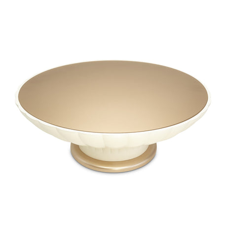 Aico Furniture - La Rachelle Round Scalloped Cocktail Table W/Glass In Medium Champagne - 9034204-136