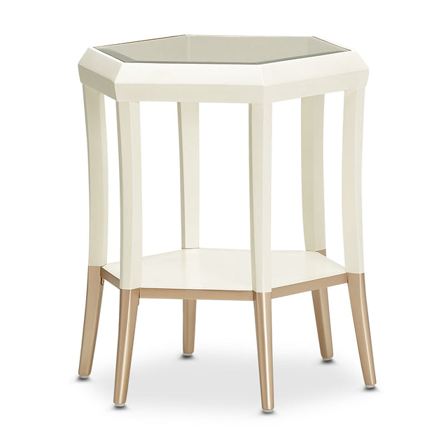 Aico Furniture - La Rachelle Hexagon Accent Table In Medium Champagne - 9034222-136