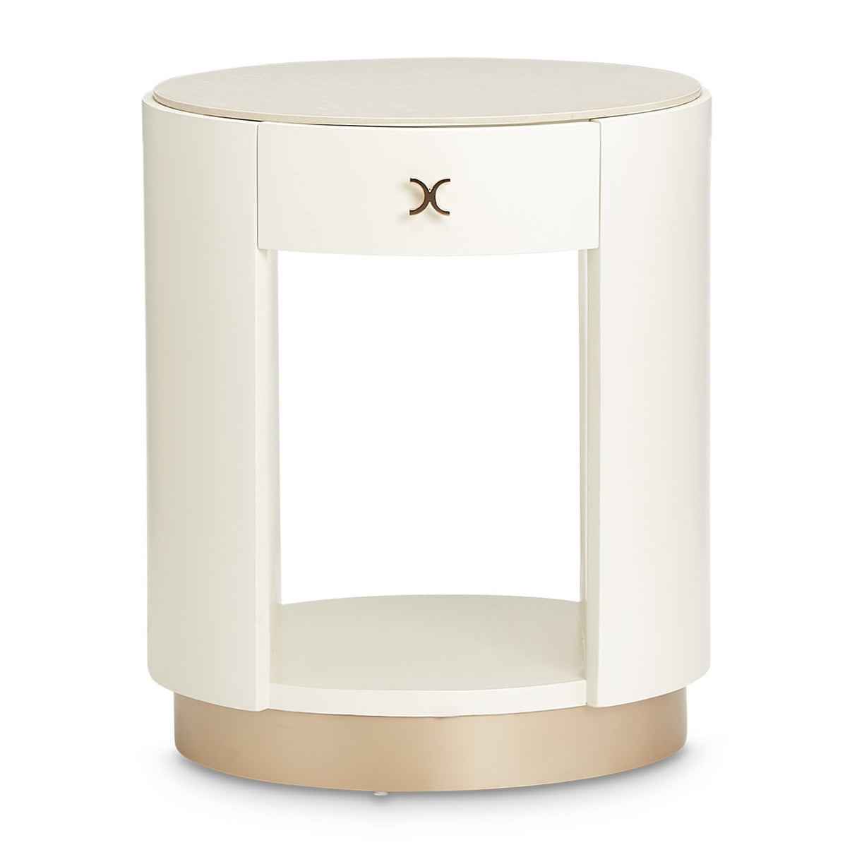 Aico Furniture - La Rachelle Round End Table W/ Marble Top In Medium Champagne - 9034224-136
