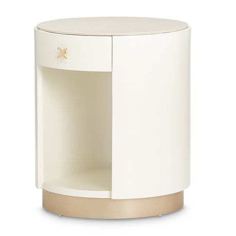 Aico Furniture - La Rachelle Round End Table W/ Marble Top In Medium Champagne - 9034224-136