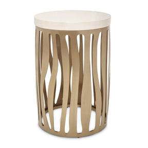 La Rachelle Round Chair Side Table W/Metal Base In Medium Champagne - 9034226-822 - Aico Furniture