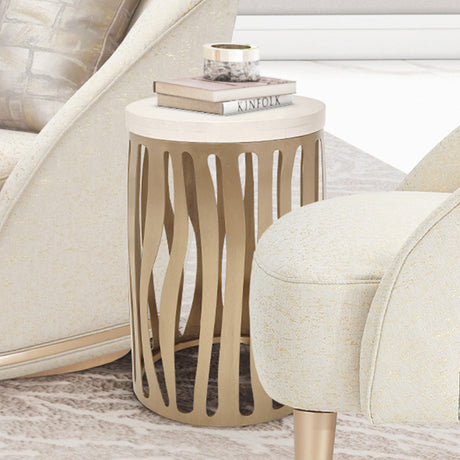 Aico Furniture - La Rachelle Round Chair Side Table W/Metal Base In Medium Champagne - 9034226-822