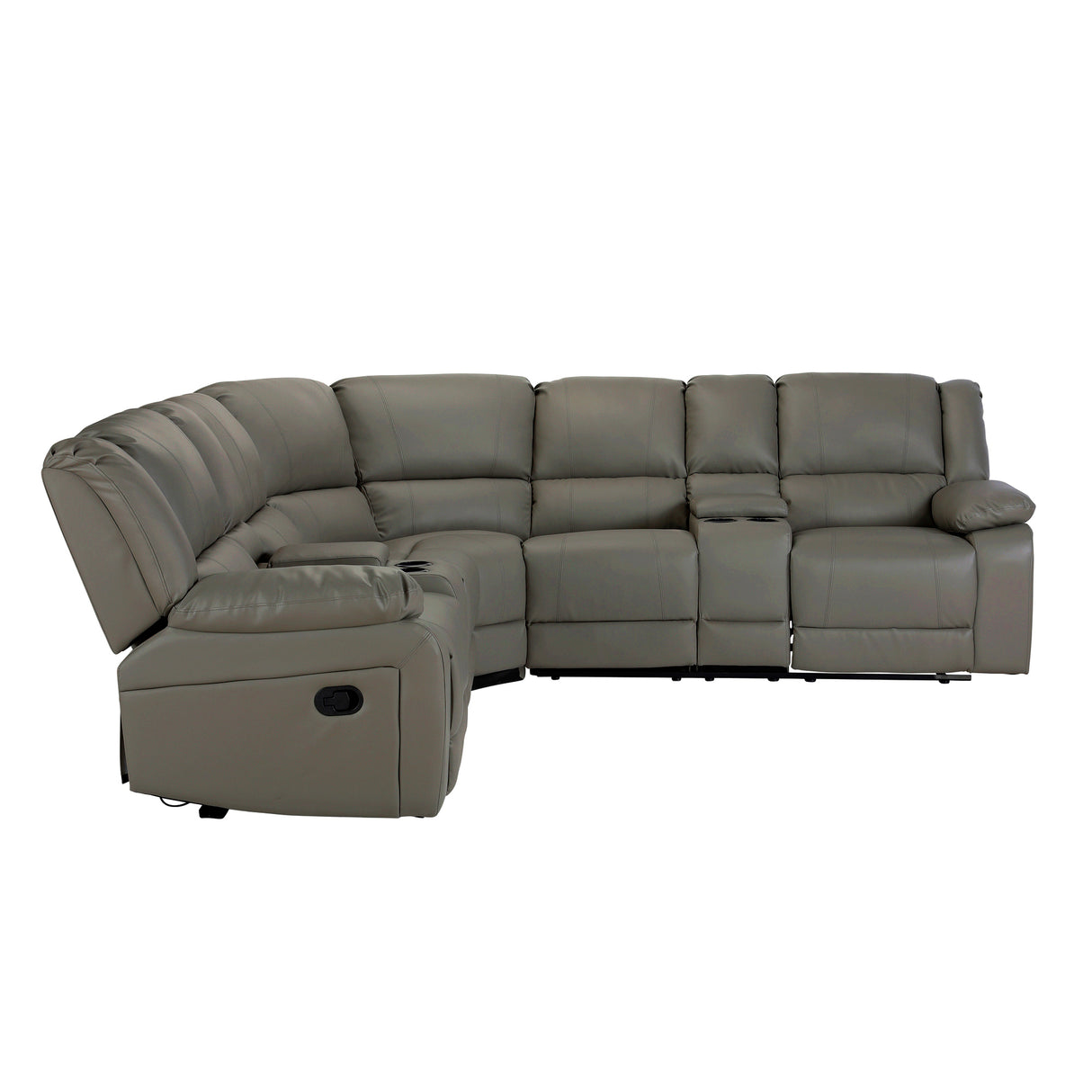 Sectional Manual Reclining Sofa GREY PU（W223S00029、W223S00070。Size difference, See Details in page.） - Home Elegance USA