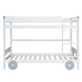 Twin Size Car-Shaped Convertible Bunk Bed, White - Home Elegance USA