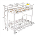 Twin over Full Bunk Bed,Down Bed can be Converted into Daybed,White - Home Elegance USA