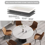 53.15"Modern artificial stone round black carbon steel base dining table - can accommodate 6 people - W1535S00005 - image - 4