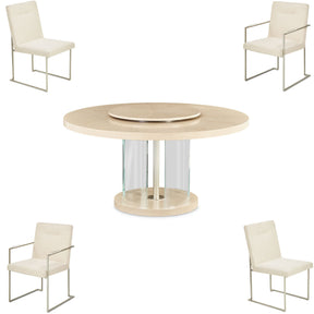 Laguna 5-Piece Round Dining Table Set Washed Oak — AICO Furniture