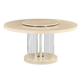 Laguna Round Dining Table W-Lazy Susan In Washed Oak - 9083001-129 - Aico Furniture